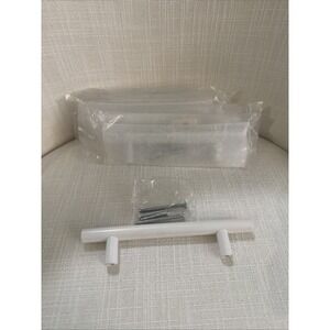 7 Pack White Kitchen Cabinet Pulls 5-7/8" Euro Style T Bar Handle 3-7/8" Opening
